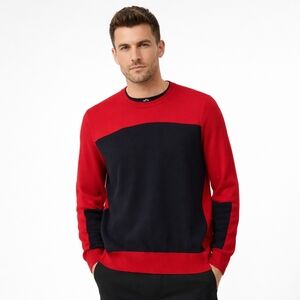 J.Lindeberg Red & Navy Colorblock Crewneck Sweater
